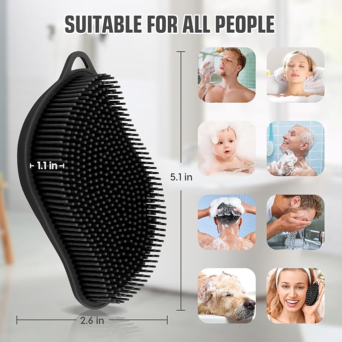 Silicone Loofah - Exfoliating Body Scrubber, Soft Dual-Sided Silicone loofa for Body Clean and Massage, Gentle Bath Brush Lathers Well for All Kinds of Skin