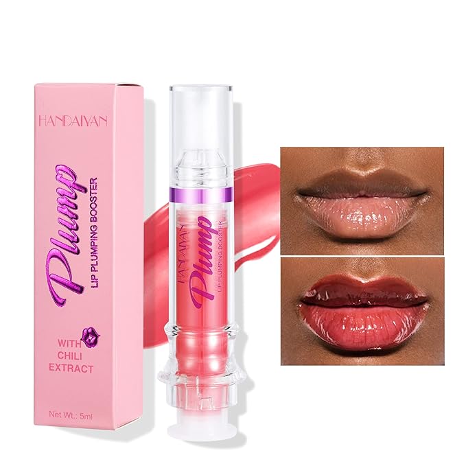 Plumping Lip Oil With Chili Extract - Fuller Lips Instantly! Ultra-Hydrating & Nourishing, Glossy Finish Lip Glow Oil, Lip Plumping Booster Plump, Smooth, and Define Your Lips Naturally (02 Baby Pink)