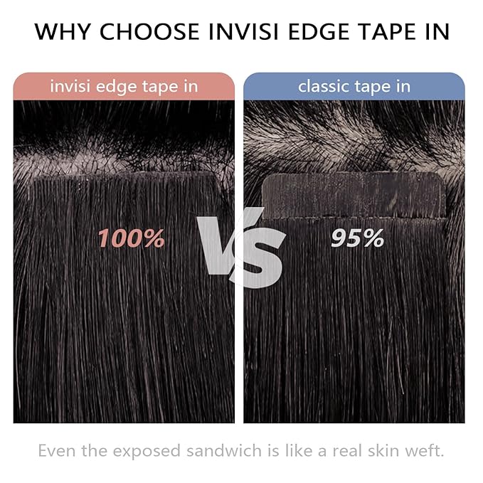 COOKAYU Invisible Tape in Human Hair Extensions, Medium Brown Injected Tape ins Real Human Hair Seamless Extensions 20pcs 30g 14Inch