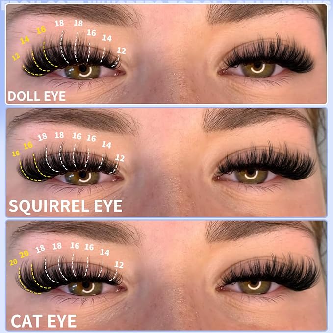 Kiromiro Lash Clusters with Spikes Cluster Eyelash Extensions 12-20mm Fluffy Eyelash Clusters 160D/180D/200D Mixed DIY Cluster Lash Extensions 192pcs Wispy Cluster Eyelashes