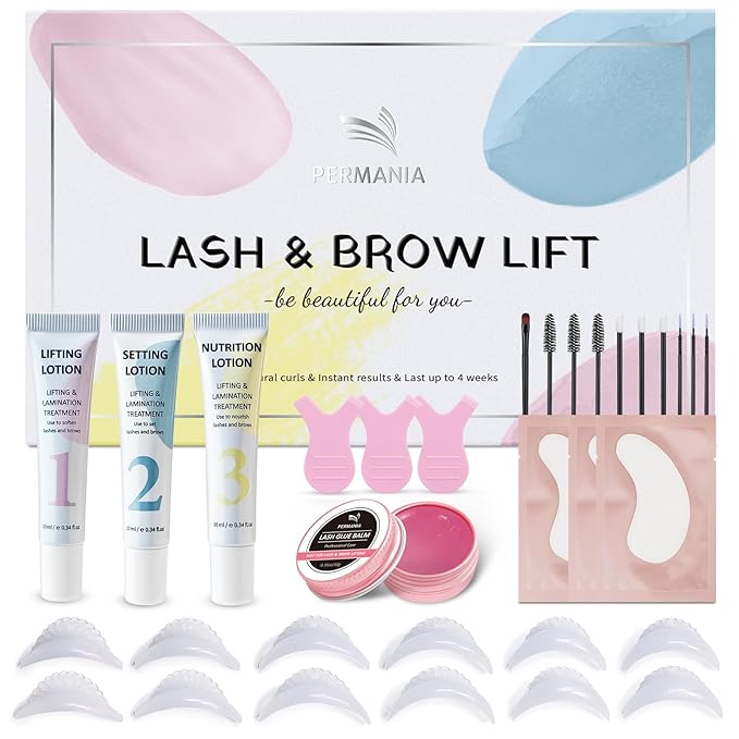 PERMANIA Korean Lash Lift Kit, Tube Design Easy to Apply Brow Lamination Kit for Natural Results Instant Lifting & Curling with Detailed Instruction