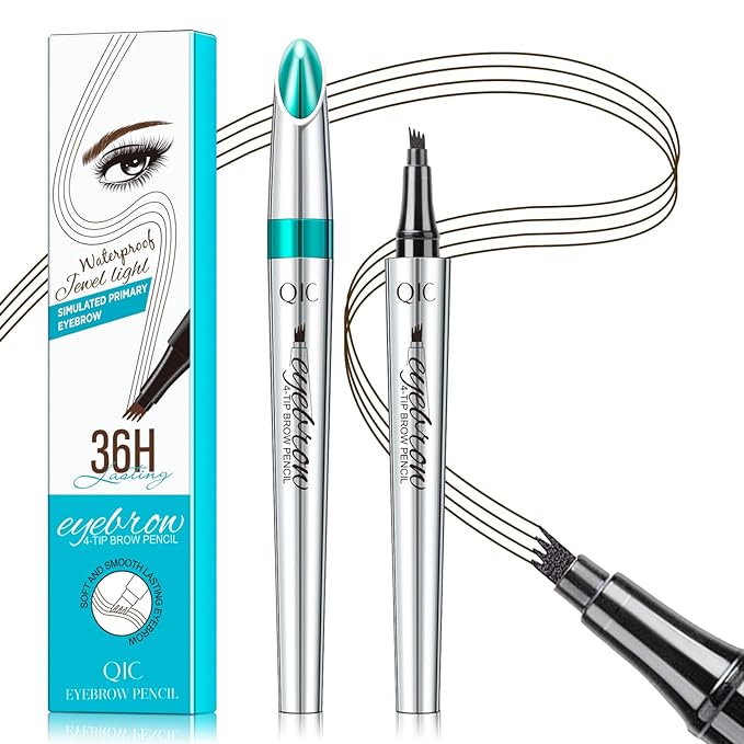 Eyebrow Pencil with 4 Tip Microblade for Natural Eyebrow Makeup Eyebrow Microblading Pen Waterproof &Smudge-Proof (2# Dark Brown)