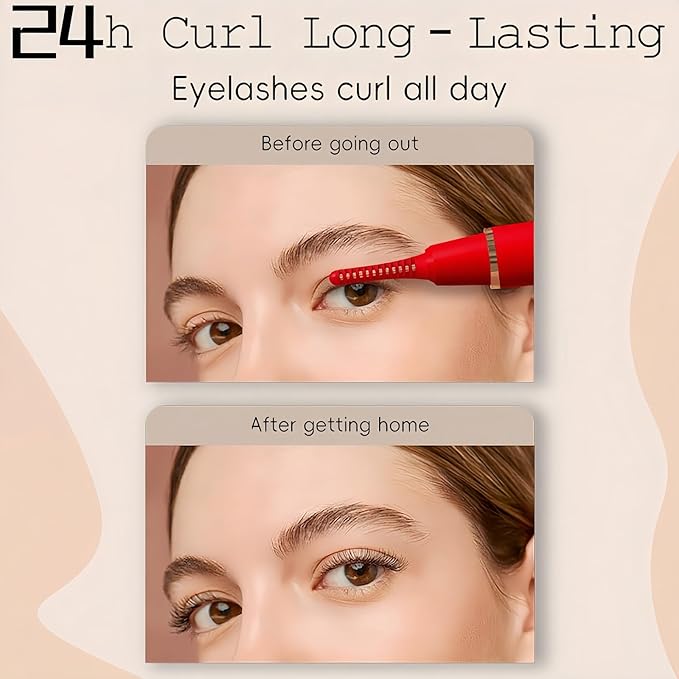 Heated Eyelash Curler – Fast 5s Heat-Up, USB Rechargeable Electric Eyelash Curler, LED Display, Anti-Burn, 24H Long-Lasting Curl, Perfect Gift for Women (Red)
