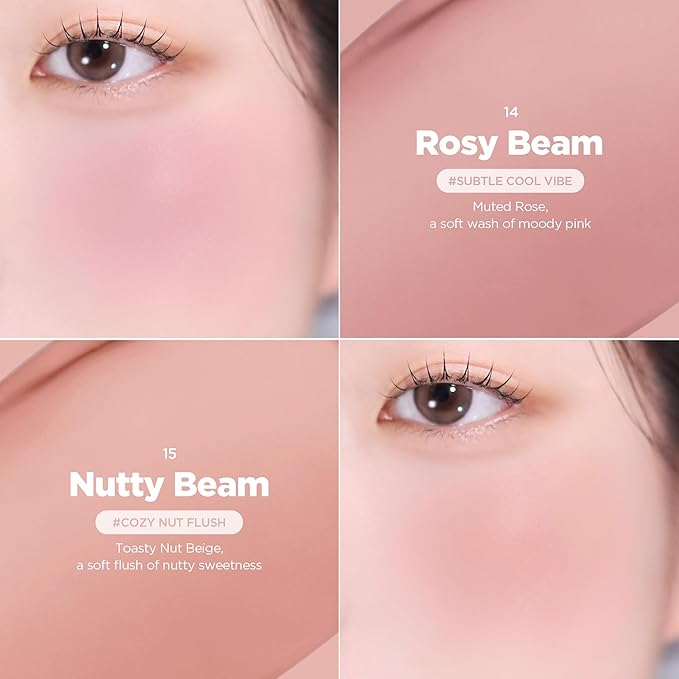 lilybyred Luv Beam Cheek Balm | Heart-Shaped Korean Cream Blush, Semi-Matte Finish, Long-Lasting, Blendable & Buildable, Soft Creamy Texture, Lightweight, Natural Flush, 0.12 oz. (15 Nutty Beam)