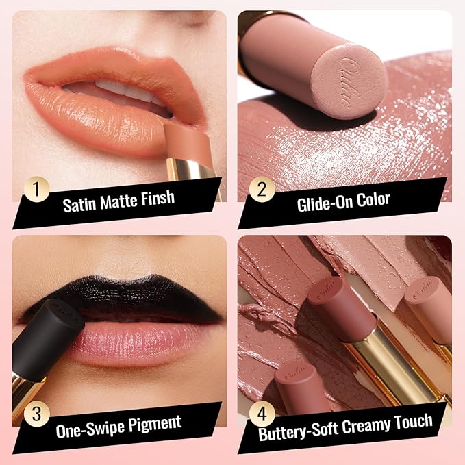 Oulac Color Rich Satin Lipstick - Medium Brown Full Coverage Lip Color, Creamy Silky-Smooth, Moisturizing, Satin Matte Finish, Infused With Shea Butter, Vegan & Clean Beauty, 4g, SG15 Barbara
