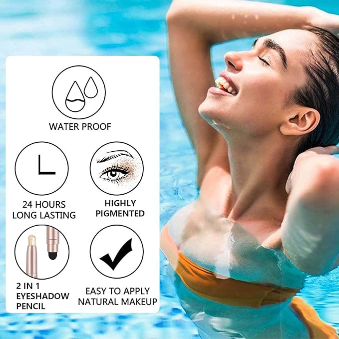 Champagne Eyeshadow Stick, Shimmer Cream Single Eyeshadow Pencil High Pigmented Eye Shadow Brightener Stick, Hypoallergenic Waterproof Long Lasting Highlighter stick Create Multi-Dimensional Eyes Look