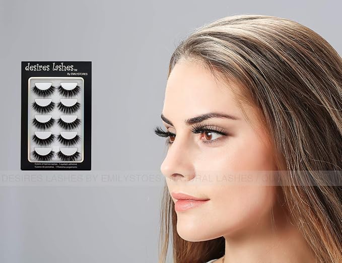 Natural Eyelashes 3D Faux-Mink Lashes Multipack 5Pairs, Texture