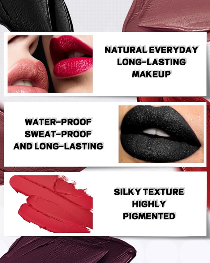 Plum Lipstick,Long Lasting Lipsticks, Hydrating Matte Velvet Lip Stick,Intense Lip Color Non Stick Waterproof&Smudge Proof Lipsticks,Facial Beauty Plum Berry Lipstick Make up for Halloween Party-09