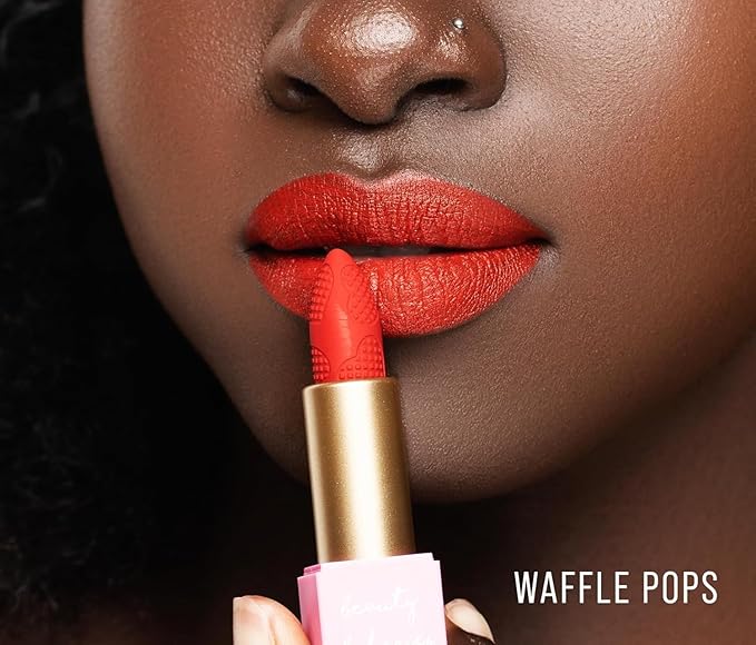 Beauty Bakerie Makeup Matte Lipstick, Long Lasting 24hr Wear Lip Stick for Women, Smooth Matte Finish, Highly Pigmented, Moisturizing, Smudge-Proof Matt Lipsticks, 3.5g, Waffle Pops