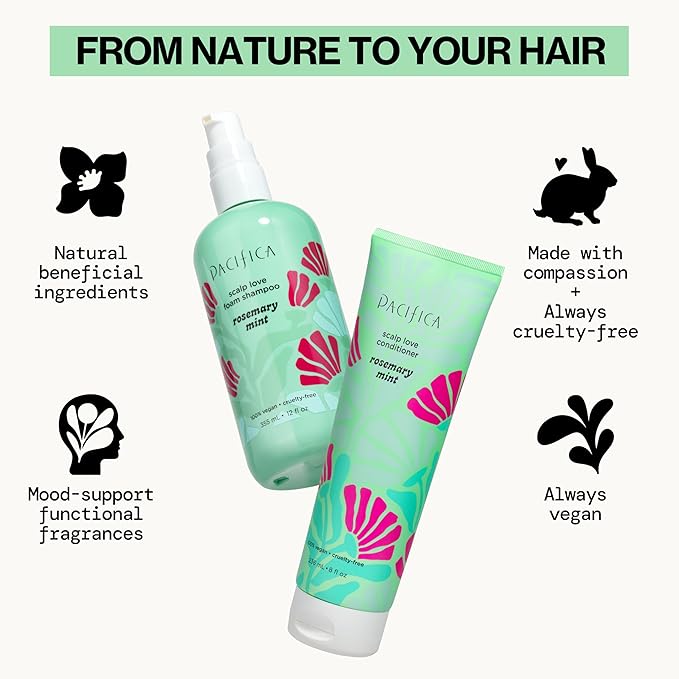 Rosemary Mint Scalp Care Shampoo & Conditioner Set – Clean Vegan Shampoo & Conditioner for Oily Or Flaky Scalp (All Hair Types), A Balanced, Soothed Scalp, No Silicones or Parabens