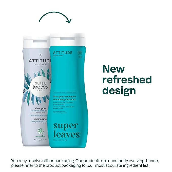 ATTITUDE Extra Gentle Hair Shampoo, EWG Verified, Soothes Dry Scalp, Naturally Derived Ingredients, Vegan and Plant Based, Unscented, 16 Fl Oz