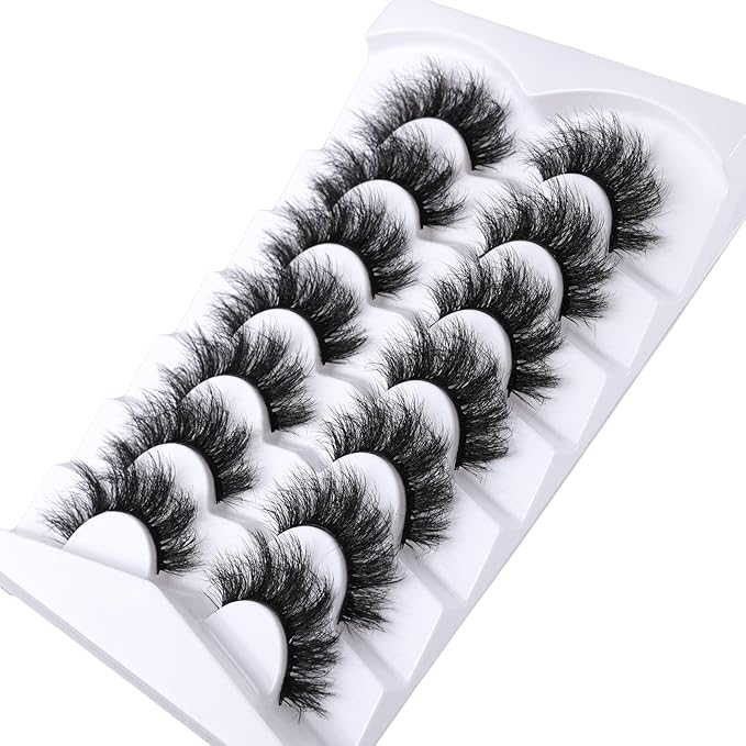 False Eyelashes Cat Eye Lashes Faux Mink Lashes Natural Look Fluffy Wispy Lashes That Look Like Extensions Pestañas Postizas D Curl Lash Strips Short Fox Eye Lashes 7 Pairs Pack