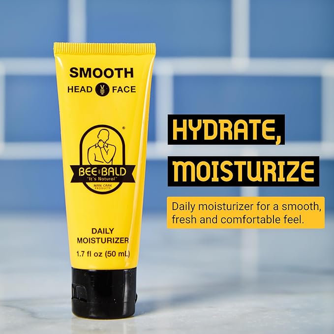 Bee Bald SMOOTH Daily Moisturizer Hydrates & Tones Away Fine Lines, Wrinkles and Dry Patches; Helps Control Oil & Shine to Feel Cool, Fresh and Comfortable, 1.7 Fl Oz (Pack of 2)