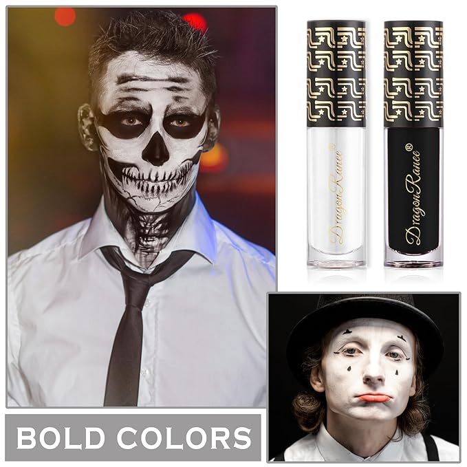 2PCS Black White Matte Liquid Lipstick - Velvet Finish, Long Lasting, Waterproof, Non-stick, Halloween Lip Tint, Makeup Labiales Mate 24 Horas Originales