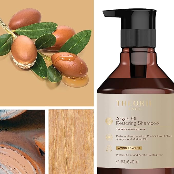 Theorie Argan Oil Ultimate Restoring Conditioner - Nutrient-Rich & Sulfate Free Restorative Haircare, Safe for Color & Keratin Treated Hair - 800mL