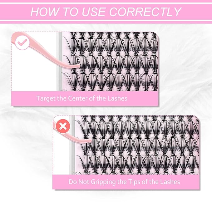 Individual Lashes Large Tray D Curl Lash Clusters 10D 20D 30D 40D Individual Lash Extensions Cluster Lashes Lash Extension Supplies Eyelash Clusters (20D-0.07D, 10mm)
