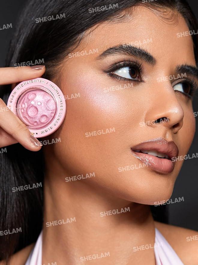 SHEGLAM Lunar Glow Highlighter Face Highlighter Multichrome Glitter Shimmer Highlighter Makeup Eye Face Body Highlighter Illuminator, Silky Creamy Eyeshadow-Heart Galaxy