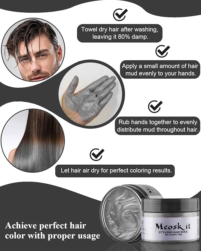 Hair-Color-Wax for Men & Wome (Grey)