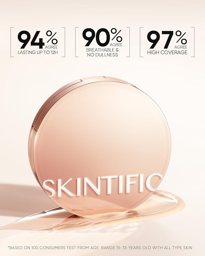 Full Coverage Cushion Foundation, Weightless, Skin Fit, Satin Glow Finish, Oil-Control Waterproof Foundation, Sweatproof Flawless BB Cream CC Korean Makeup,Tattoo Cover Up, Buildable(#02 Ivory)