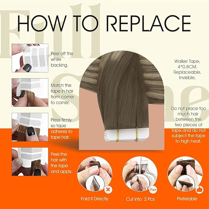 Full Shine Remy Tape in Human Hair Extensions Color 7/1000/7 Balayage Blonde Tape in Extensions Seamless Invisible Tape ins Hair Extensions Real Human Hair 20Inch Long Straight Hair 50G 20Pcs Natural