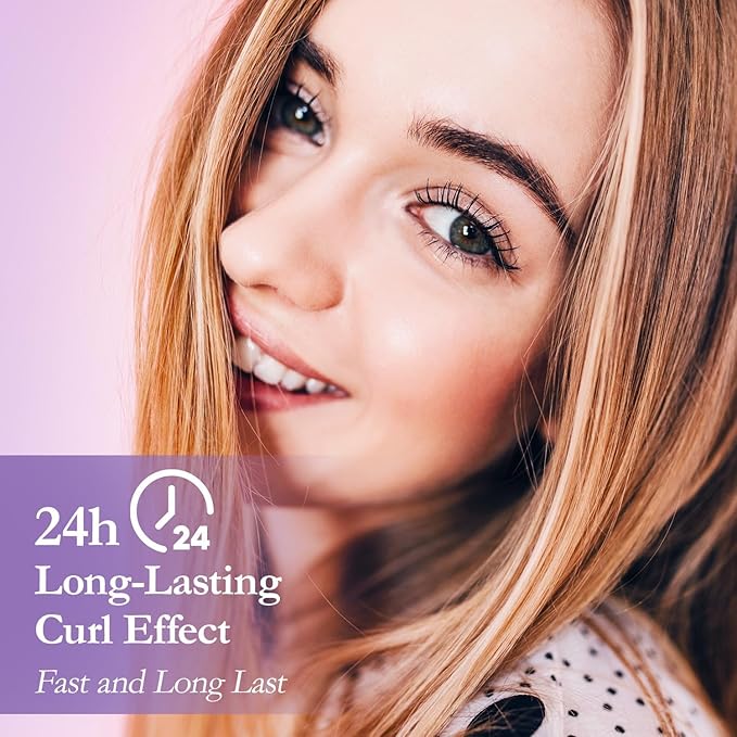 Heated Eyelash Curler with Comb, USB Rechargeable, 3 Temperature Settings, Quick‑Heat Electric Lash Wand for Long‑Lasting Curl, Travel‑Friendly, Purple