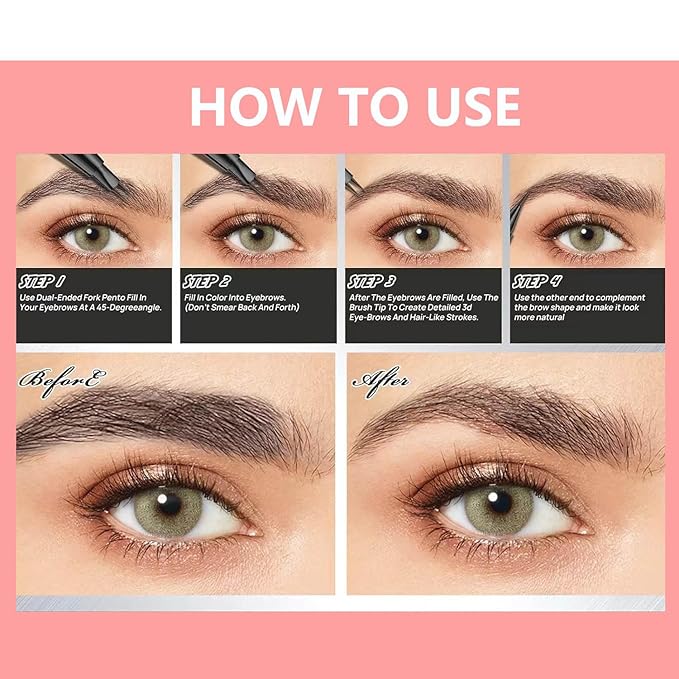 Light Brown Eyebrow Pen Liquid blonde Eyebrow Pencil 2 in 1 Dual-Ended Eye Brow Pencils for Women Waterproof Natural and Precise Brush Tip Create natural hair like eyebrows that last all day # 01
