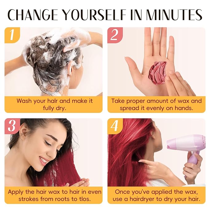 Hair Color Wax Temporary Hair Color Natural Washable Instant Blue Hair Dye for DIY Hairstyle