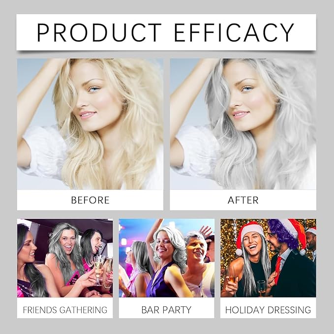 2-in-1 Natural Essence Extract Silver Hair Dye, Caremey No Bleaching SilverGrey & Smoke Grey Hair (3pcs)