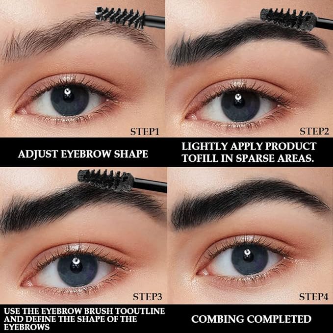 Kaely Thickening Brow Mascara,Tinted Eyebrow Gel Waterproof,Eyebrow Color Makeup,Brow Fast Sculpt,Vegan,Cruelty Free,maquillaje gel para cejas a prueba de agua,08 Black