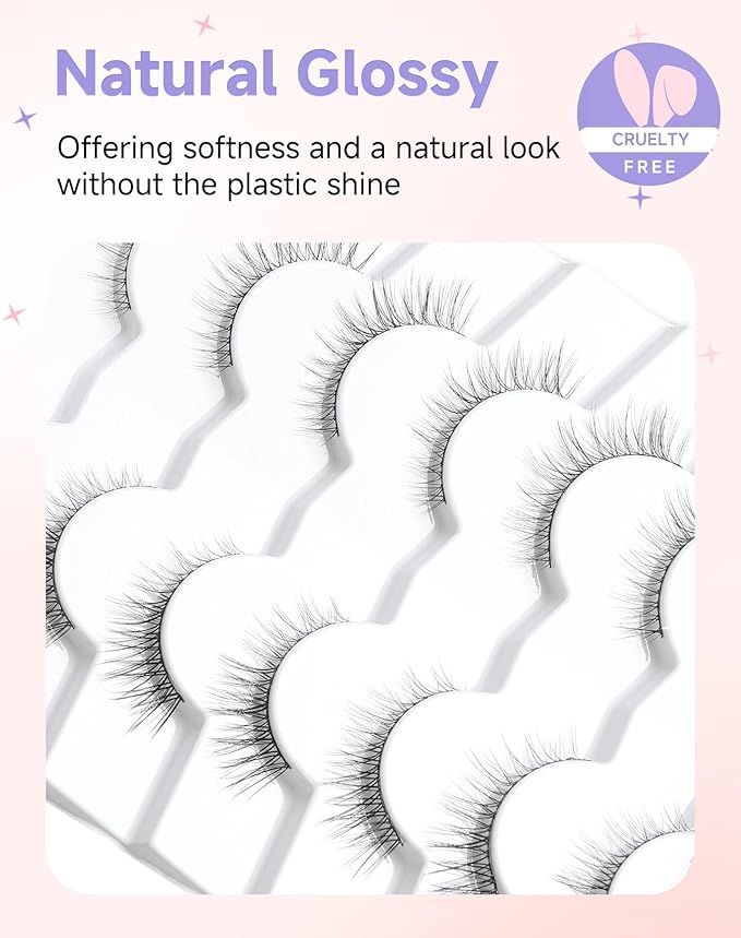 Lashes Natural Look Short False Eyelashes Wispy Flared-03
