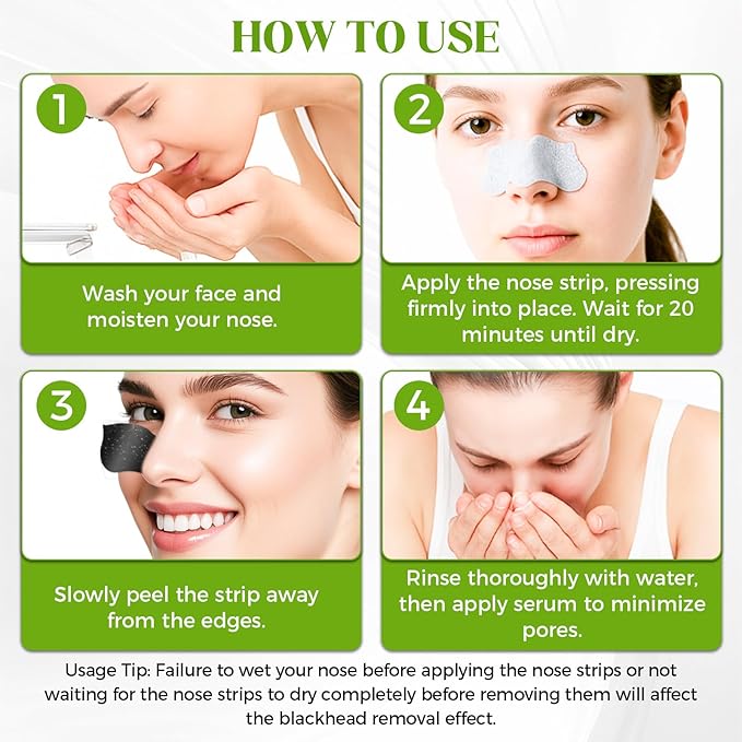 Tiepetly Blackhead Remover Strip, Nose Pores Strips, Deep Cleansing Strawberry Nose, Effective Control Of Oily Skin, Clear Pores, for All Skin Types