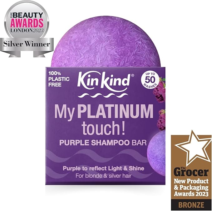 KinKind Toning Purple Shampoo Bar - My PLATINUM Touch! Solid Bar for Blonde, Silver & White Hair | Travel Shampoo Bars for Hair | Up to 50 Washes - Vegan