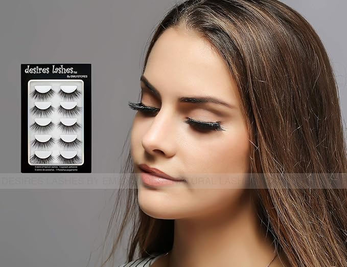 Natural Lashes 3D Layered Effect Fake-Mink Eyelashes Multipack 5Pairs, Glamorous
