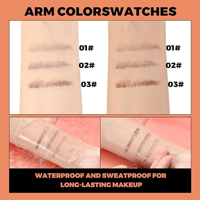 Faux Brow, Microblading Eyebrow Pencil with Hair Like Strokes, Double-Brush Tip Filling Eyebrow Pen for Women, Fast & Precise & Pigmented Makeup, Great for Sparse and Full Brows(02 Ash Gray)