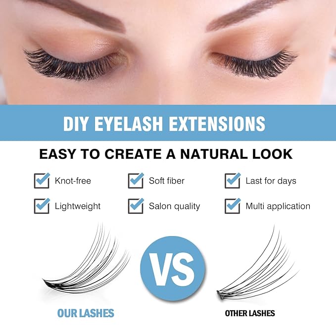 20D & 30D Lash Clusters, DIY Individual Lash Extensions, Soft Reusable Natural Eyelashes, 0.07mm C Curl, Mixed Lengths 9-15mm, Natural Look False Lashes