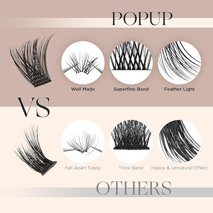 56D Cluster LashesThick Individual Eyelashes D Curl Wispy Lash Clusters Individual Russian Eyelash Extension Fake Eyelash Clusters DIY Flat Lash Extensions by PopUp