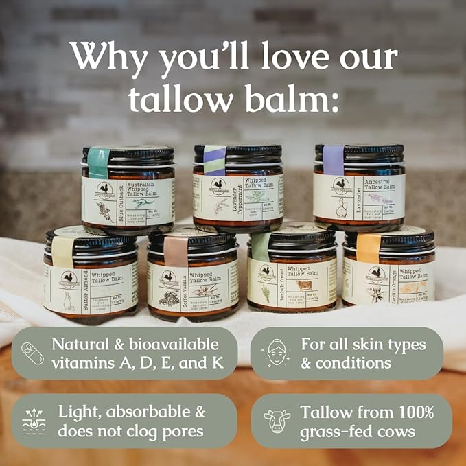 Hearth and Homestead: Handmade Whipped Tallow Balm (Coffee Vanilla) - Organic Body Butter with Infused Olive Oil - 1.3 oz …