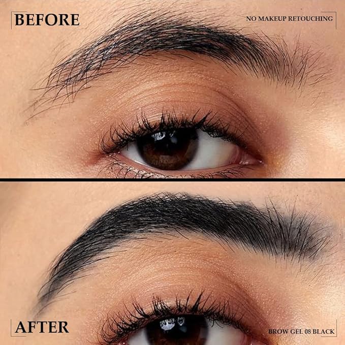 Kaely Thickening Brow Mascara,Tinted Eyebrow Gel Waterproof,Eyebrow Color Makeup,Brow Fast Sculpt,Vegan,Cruelty Free,maquillaje gel para cejas a prueba de agua,08 Black