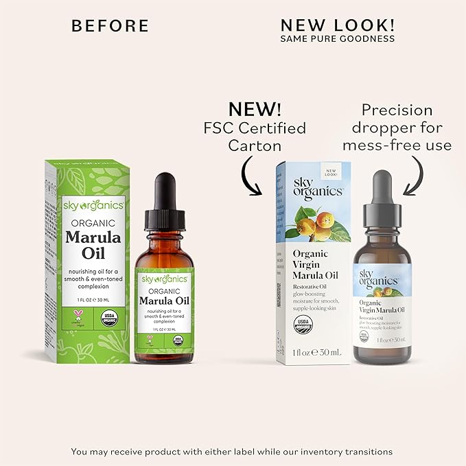 Sky Organics Organic Marula Oil for Face 100% Pure & Cold-Pressed USDA Certified Organic to Replenish, Balance & Boost Glow, 1 fl. Oz