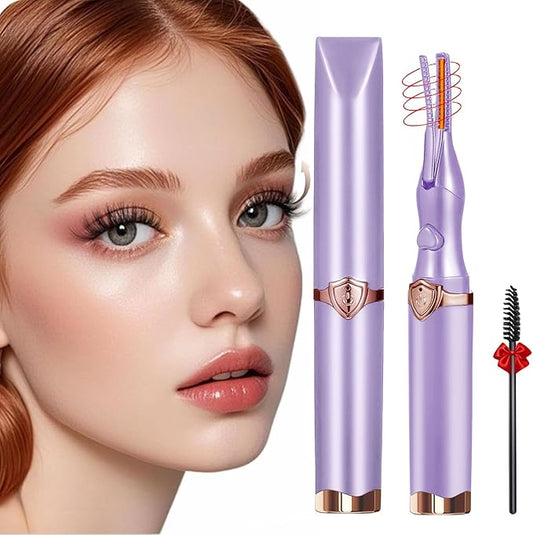 Heated Eyelash Curler, 2-in-1 Clip-Type Design, 3 Temperature Modes, USB Rechargeable Electric Eyelash Curler, Natural Curling 24H Long-Lasting Curl, Gift for Women & Girls, Purple