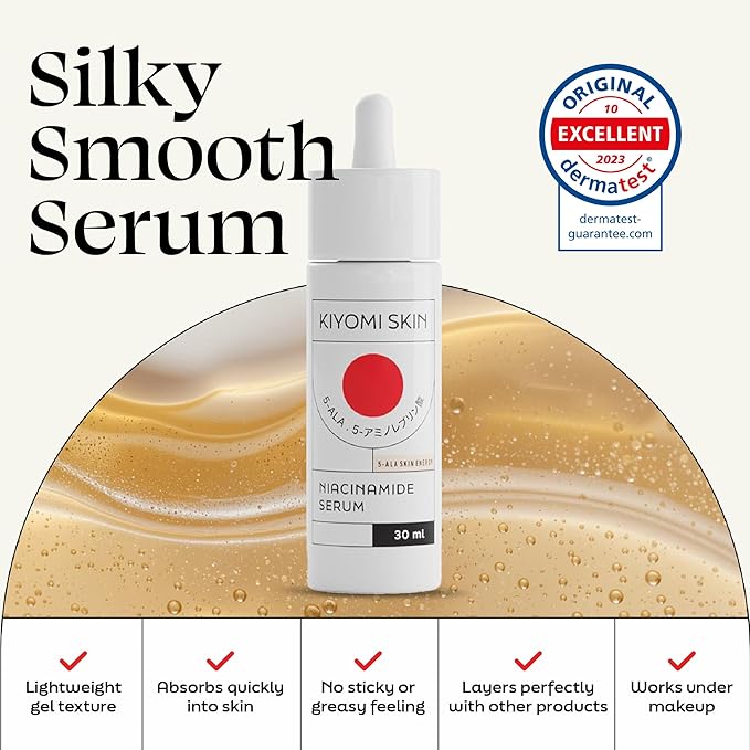 Niacinamide Serum - Hydrating Vitamin B3 Face Serum with 5-ALA and Hyaluronic Acid for Pores, Dark Spots and Uneven Skin Tone - Soothing Facial Moisturizer for All Skin Types - 1 Fl Oz
