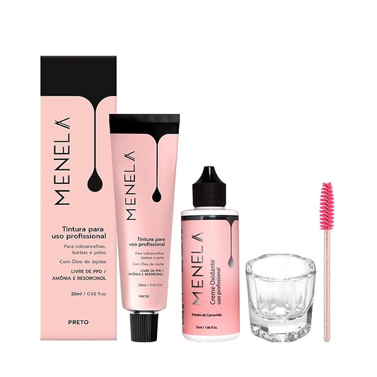 Menela Eyebrow Color Gel – Temporary Brow Enhancer with Jojoba Oil – Mixable Shades – Vegan & Ammonia-Free – Safe for Sensitive Skin – 20 ml (Black)