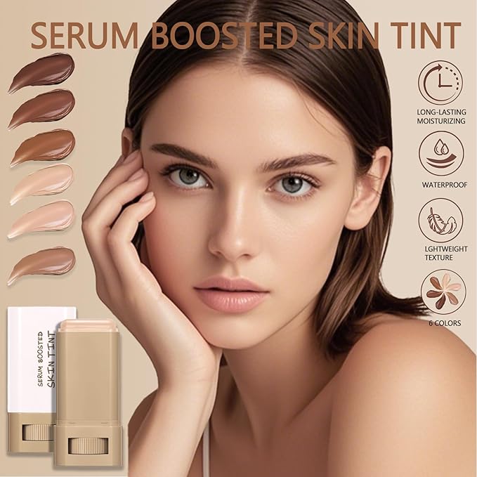 Foundation Stick Beauty Balm Serum Boosted Skin Tint, Serum Boosted Skin Tint Balm, Solid Tinted Moisturizing SerumContour Stick Foundation FaceStick, Longwear ContourStick, Natural Finish (#4)