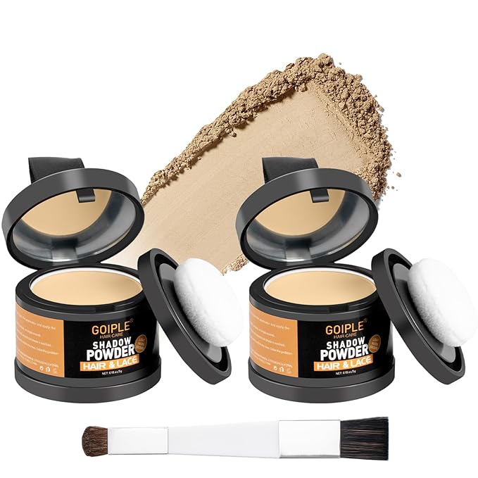 Root Cover Up Powder Hairline Powder for Women Root Touch Up Hair Color for Bald Spots, Eyebrows, Beard Line, Light-Blonde Hair Fibers for Thinning Hair Shadow Cover Up 2 Pack (Light Brown)