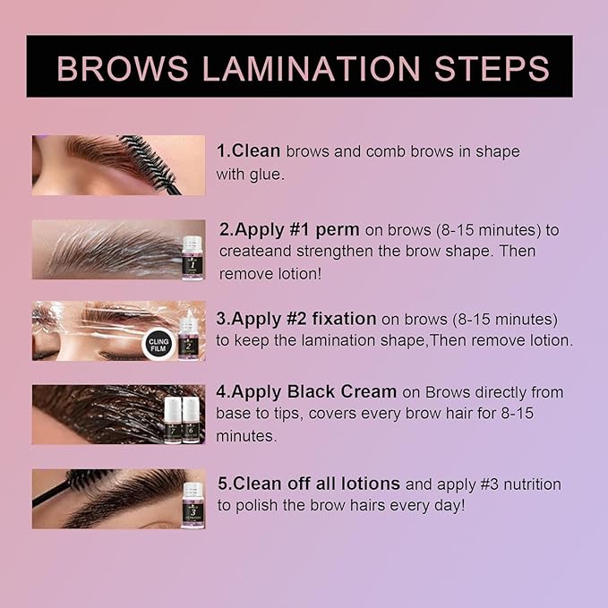 Brow Lamination Kit & Lash Lift Kit, Eyebrow Lamination kit, Eyelash Perm Kit, Brows & lashes lifting Kit, Instant Eyebrow Lift Kit for Fuller Thicker Brows, Professional Salon and Home DIY Use