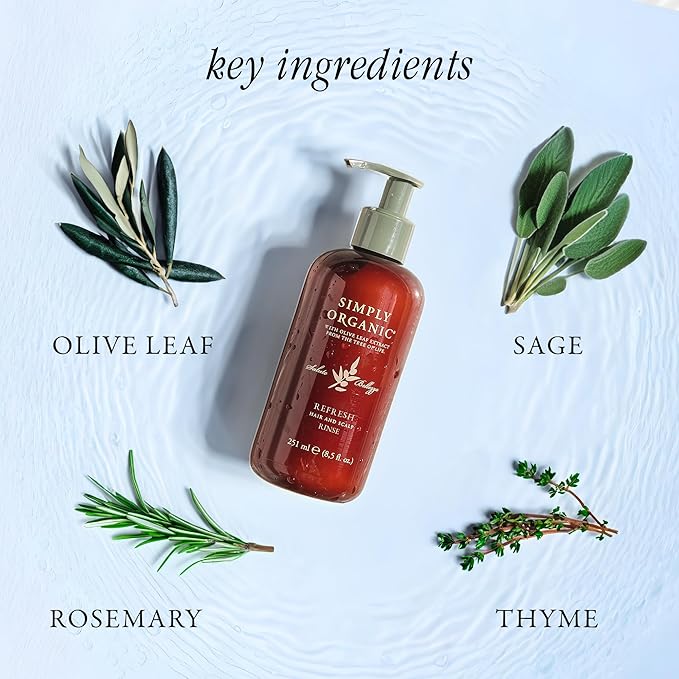SIMPLY ORGANIC Hair Detox Clarifying Deep Conditioner Scalp Rinse, Made in Italy, All Natural Cruelty Free Hair Care for Women & Men, Rosemary, Sage & Olive Leaf Extract, 8.5 fl oz/251ml, REFRESH