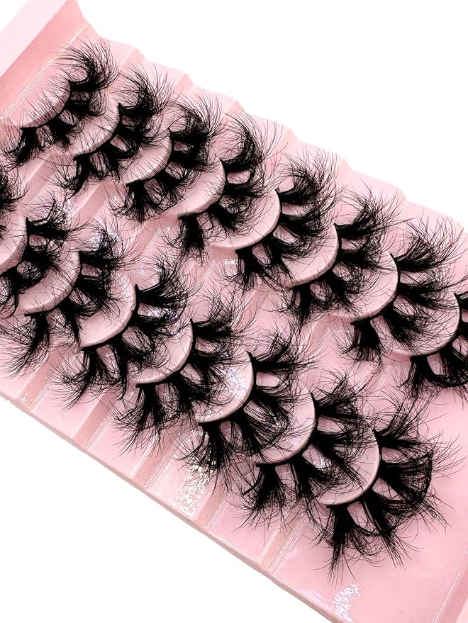 HBZGTLAD Mink Lashes Fluffy False Eyelashes 25mm Dramatic Faux Mink Eyelashes Natural Look Cat Eye Volume Eye Lashes Multipack (9D-22)