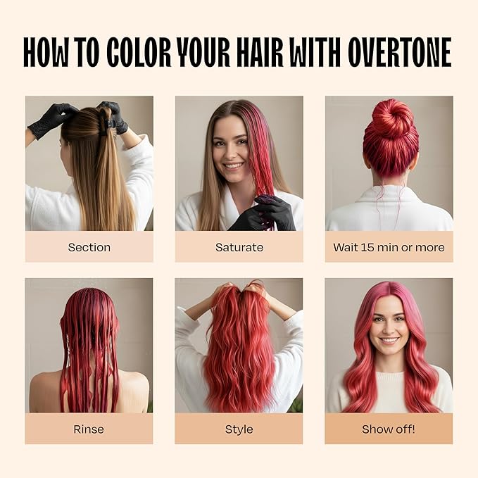 Overtone Semi Permanent Hair Color Conditioner, Rose Gold for Brown is Golden Rose, 8 oz, Nourishing, Damage-Free, Color Depositing Mask for All Hair Types with Shea Butter & Coconut Oil, Vegan