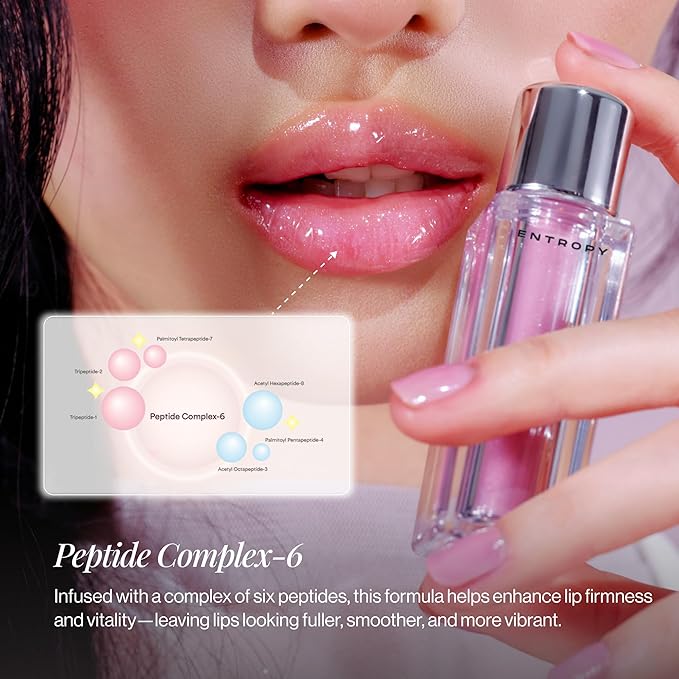 ENTROPY MAKEUP Tulle Lip Gloss, Lightweight 3D Pearl Shimmer, Ultra-Gloss High Shine, Non-Sticky Moisturizing Lip Gloss with Peptide Complex, Tutu