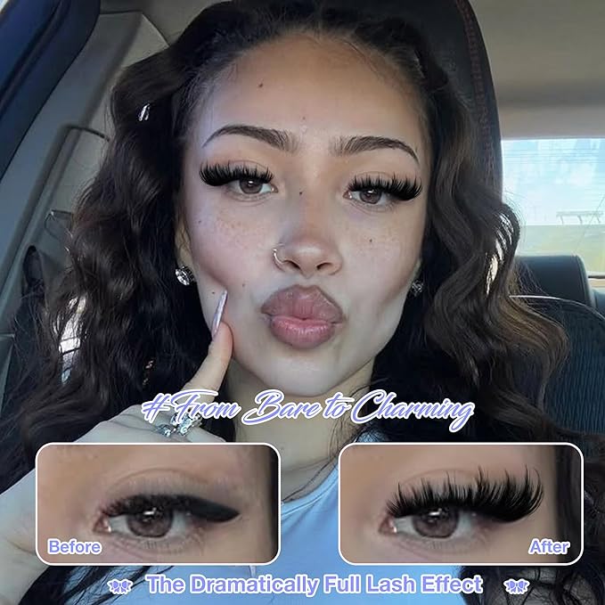 Lash Clusters Manga Eyelash Clusters Wispy Lashes Clusters with Spikes 260D Fluffy Individual Lashes 12-20mm Volume Eyelash Cluster Extensions Thick False Eyelashes Cluster Lash Extensions